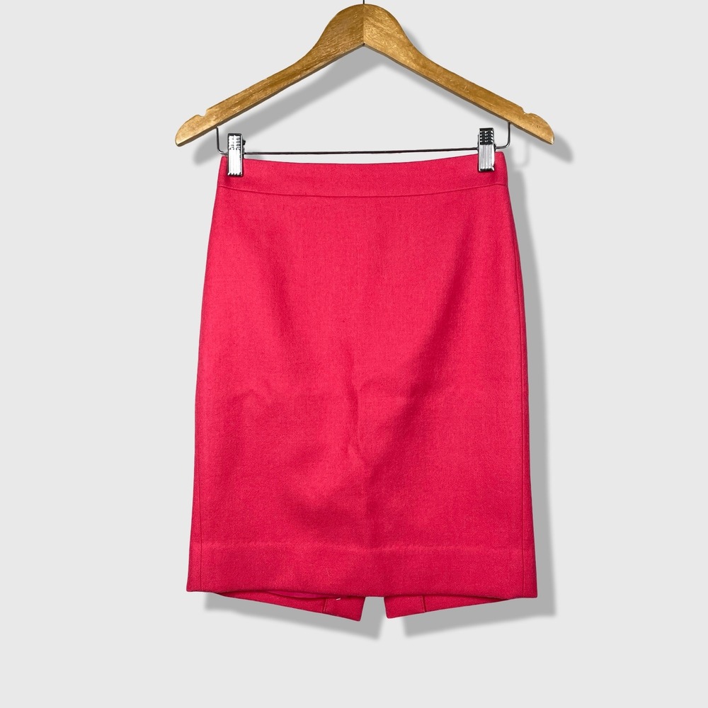 J.Crew No. 2 Pencil Skirt Womens 00 Petite Pink Wool Professional Office Preppy